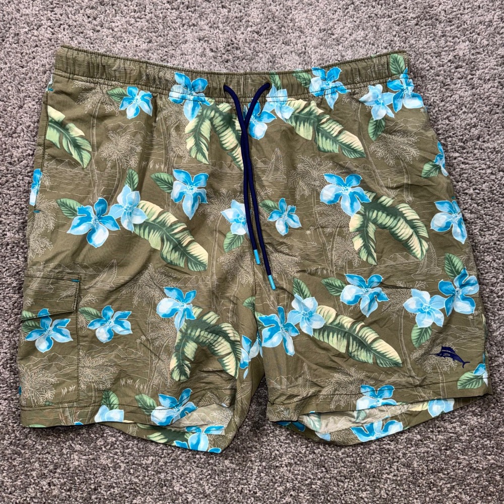 Tommy Bahama Naples Viejo Voyage Swim Trunks Mens Floral Green Large NEW